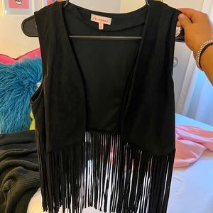 Black Suede Fringe Vest